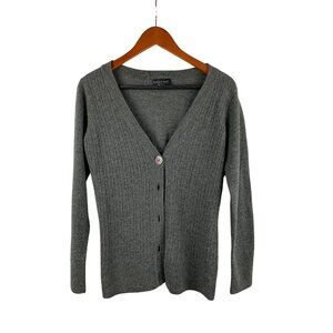 Womens Dialogue Essentials XS Gray Merino Wool Cardigan Sweater